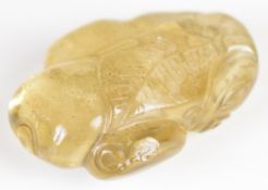 19th / 20thC Chinese carved quartz pendant in the form of a gourd, height 4.2cm