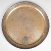 Spanish silver circular tray of plain design with raised rim, with pentagram and 240B silver