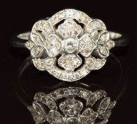 A 9ct white gold ring set with diamonds, 2.6g, size N