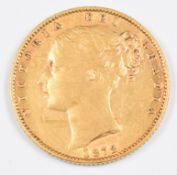 1872 Queen Victoria full gold sovereign with young head and shield reverse, die number 25