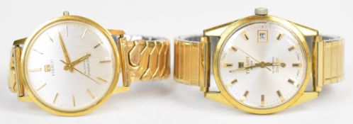 Two Tissot gold plated automatic wristwatches Seastar with date aperture, two-tone hour markers