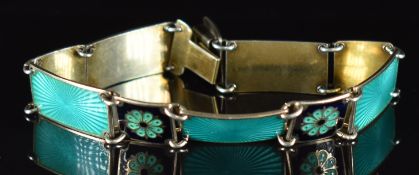 David Andersen Norwegian silver bracelet set with enamel, 16.5cm