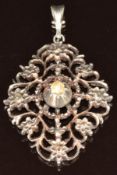 Georgian silver pendant set with rose cut diamonds, 11.7g, 5.4cm