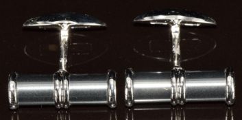 A pair of 9ct white gold cufflinks set with hematite, 10.5g