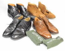Two pairs of Bowen black leather gentleman's shoes, sizes 8 and 8.5, a pair of Peal & Co for