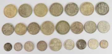 240g of Georgian, Victorian, Edward VII and George V pre 1920 British silver coinage to include