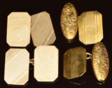 Two pairs of 9ct gold cufflinks, 11.7g
