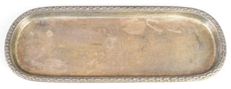 Mappin & Webb Edward VII hallmarked silver pen tray with foliate border, London 1909, length 22.5cm,