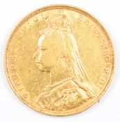 1891 Queen Victoria gold full sovereign with Jubilee head