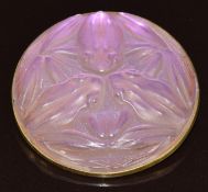 Lalique brooch with frog decoration in relief, 28.6g, 4.3cm