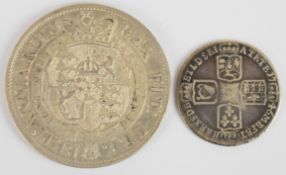 1746 George II Lima sixpence together with an 1818 George III half crown
