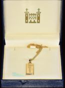 Royal Mint 9ct gold ingot pendant (limited edition 1174, 2.7cm) on 9ct gold chain, 11.1g, 50cm
