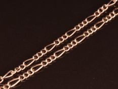 A 9ct gold rose gold necklace with dog clip clasp, 24.2g, 66cm