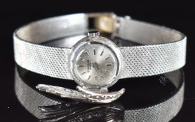 Pierre L'Huillier 18ct white gold ladies wristwatch with 20 round brilliant cut diamonds set to