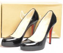 Christian Louboutin black patent leather high heeled shoes, size 39