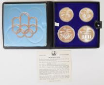 Cased set of four Canada Montreal 1976 Olympic silver coins comprising two each of 10 and 5