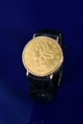 Piaget gentleman's wristwatch with 18ct gold case in the form of a United States of America 1897