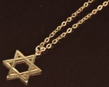 A 9ct gold chain and a 9ct gold Star of David pendant, 6.3g, 2 x 1.8cm, 46cm