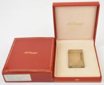 Dupont silver plated 'Briquet De Poche' cigarette lighter with vertical line decoration, in original