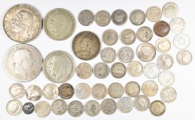 Georgian and later British silver coinage comprising 67g pre 1920 and 85g pre 1947 including 1770