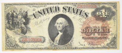 United States of America Series 1880 'sawhorse' $1 banknote, signed by G W Scofield and J