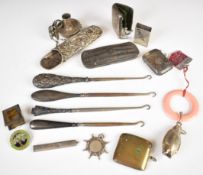 Hallmarked silver items to include Georgian miniature chamber or taper stick, two spectacle cases,