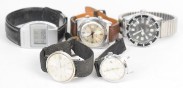 Five gentleman's wristwatches comprising Citizen automatic diver's, Avia Alarm, Eterna-Matic