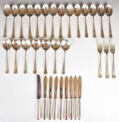 Elizabeth II part canteen of hallmarked silver cutlery comprising 14 dessert spoons, three dessert