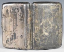 Hallmarked silver cigarette case of curved form with gilt interior, Birmingham 1917 or 1942, maker W