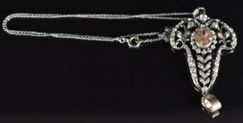 A c1900 white metal pendant set with foiled paste, 5.5cm, 40cm