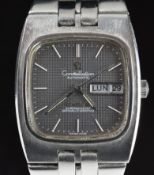 Omega Constellation gentleman's automatic wristwatch with with day and date aperture, luminous steel
