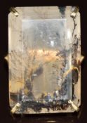 An 18k gold ring set with emerald cut dendritic agate (17.3 x 25 x 8.1mm), 10.5g, size Q