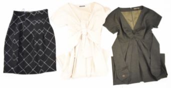 Alexander McQueen wool skirt, size 42 and two Alexander McQueen dresses, one 100% cotton and the