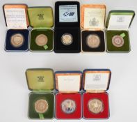 Seven Royal Mint cased proof silver crowns comprising 1980, 1981, two 1977 and three 1972,
