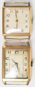 Two 9ct gold gentlemen's wristwatches each with subsidiary seconds dial, Arabic numerals and