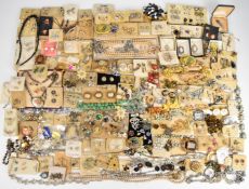 A collection of jewellery including vintage earrings, necklaces and brooches, French jet necklace,