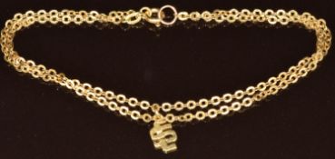 18ct gold bracelet with charm, 5.8g, 20cm