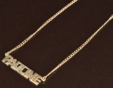 A 9ct gold 'Pauline' necklace, 2.5g, 39cm