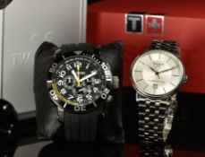 Two gentleman's wristwatches Tissot Powermatic 80 automatic with date aperture, steel hands and