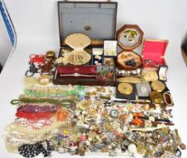 A collection of jewellery including vintage brooches, vintage earrings, pearl earrings, paste brooch