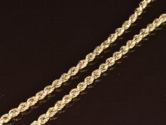 A 9k gold rope twist necklace, 34.9g, 77cm