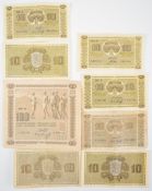 Eight 1922-dated Finland banknotes comprising a 1923 (Litt. A) 100 Markkaa, five high-grade 1926 (