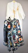 Ladies tunic jacket in black silk with mandarin collar and Chinese embroidery of birds and