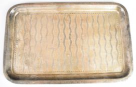 George V hallmarked silver dressing table tray with engraved decoration, Birmingham 1915, maker