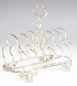 Victorian hallmarked silver seven bar toast rack raised on four feet, London 1849, maker Edward,