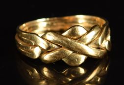A c1900 18ct gold puzzle ring, 3.5g, size N