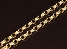 A 9ct gold belcher chain / necklace made up of oval links, 36.2g, 88cm