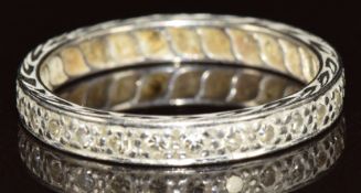 Art Deco platinum eternity ring set with diamonds, 4.1g, size R