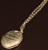 A 9ct gold locket (3cm) on 9ct gold chain, 4.9g, 46cm
