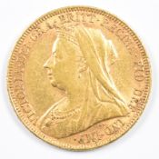1896 Queen Victoria gold full sovereign with veiled head